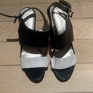 Anne Klein Black and White Heeled Sandals